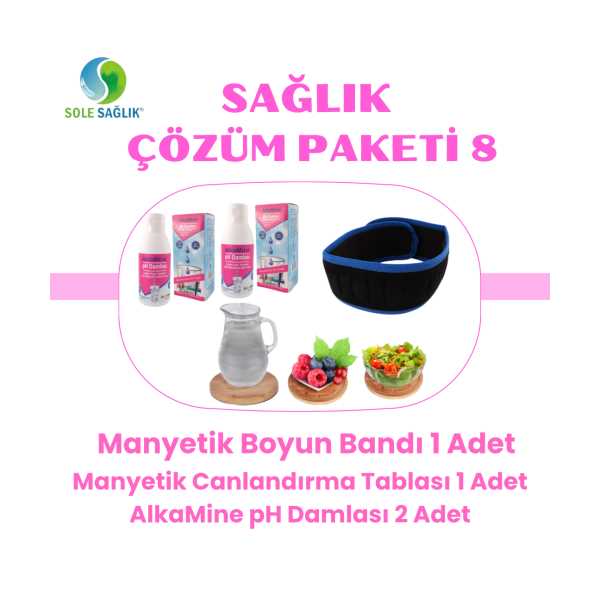 SOLE SAĞLIK ÇÖZÜM PAKETİ 8 (MANYETİK BOYUN BANDI 1 ADET, CANLANDIRMA TABLASI 1 ADET, ALKAMİNE 2 ADT)