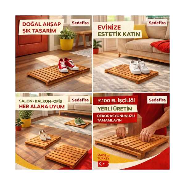 SEDEFİRA KAPI ÖNÜ AHŞAP PASPAS DIŞ MEKAN PASPAS DAYANIKLI DEKORATİF KAPI ÖNÜ PASPASI