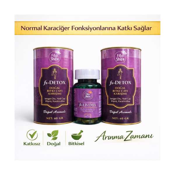 LİVEMİX 60 KAPSÜL/ DETOX KARIŞIK BİTKİ ÇAYI (2'Lİ ÇAY SETİ)