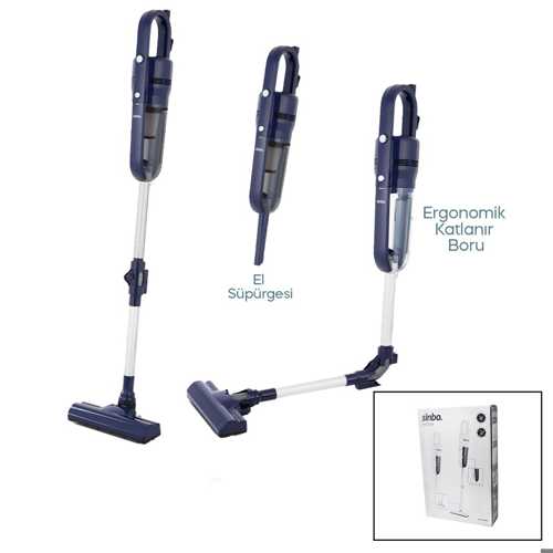 SİNBO SVC-8625 DİKEY ELEKTRİKLİ PRATİK SÜPÜRGE ERGOMİK KATLANABİLİR BORU - ESNEK HAREKET 600W MOTOR 