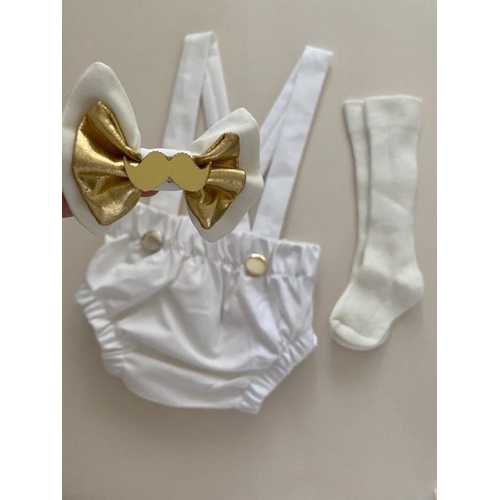TUBİBEBE 3'LÜ BEYAZ & GOLD PASTAPATLATMACA CAKESMASH KOSTÜMÜ
