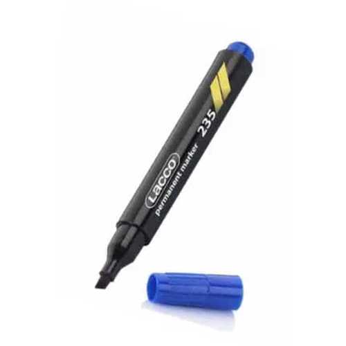 LACCO PERMANENT MARKER KALEM  KESİK UÇ MAVİ -12-