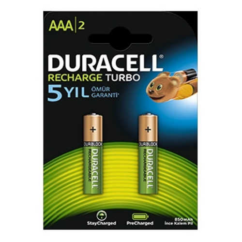 DURACELL ŞARJ EDİLEBİLİR PİL 2Lİ AAA 900 MAH-HR03