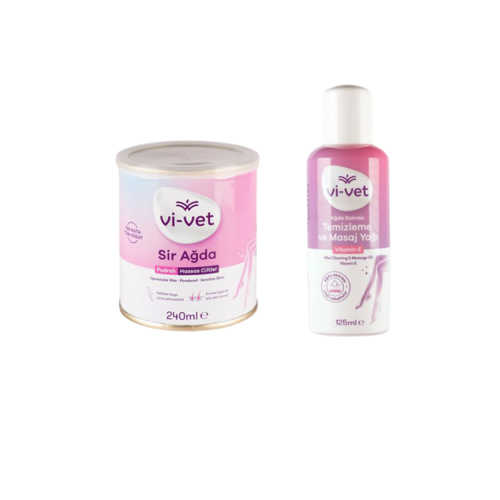 VI VET SIR KAVANOZ AĞDA PUDRALI 240 GR + AĞDA SONRASI TEMIZLEME VE MASAJ YAĞI E VITAMINI 125ML