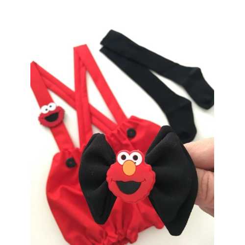 TUBİBEBE 3'LÜ SUSAM SOKAĞI ELMO KONSEPT SALOPET + PAPYON ÇORAP TAKIM