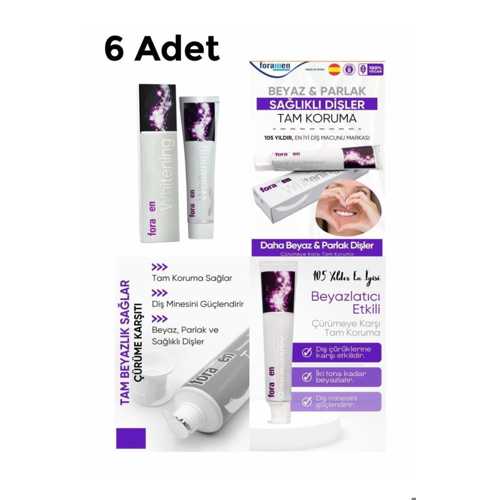 6 ADET WHITENING BEYAZLATICI BÜYÜK BOY DIŞ MACUNU 125 GR