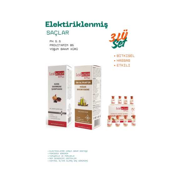 LEAF ACTION ELEKTİRİKLENMİŞ SAÇ BAKIMI 3 LÜ SET 