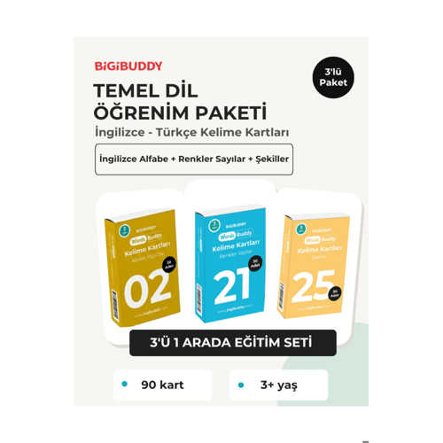WORDSBUDDY ÇOCUKLAR İÇIN TÜRKÇE İNGILIZCE TEMEL ÖĞRENIM PAKETI 90 KART 3'LÜ SET (CIHAZ HARIÇ)