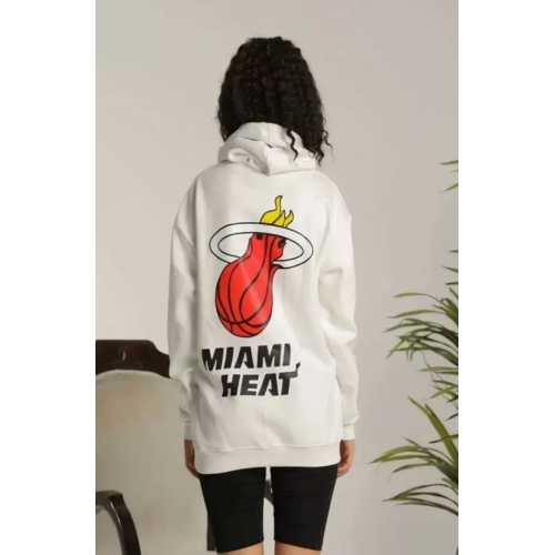 UNISEX KAPŞONLU BASKILI SWEETSHIRT - BEYAZ
