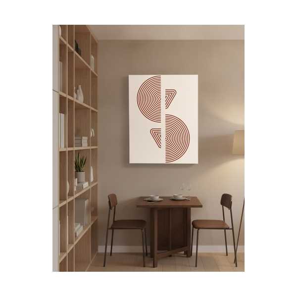 RETRO GEOMETRIK ÇIZGILER KANVAS TABLO – MID CENTURY MODERN SOYUT DUVAR DEKORU