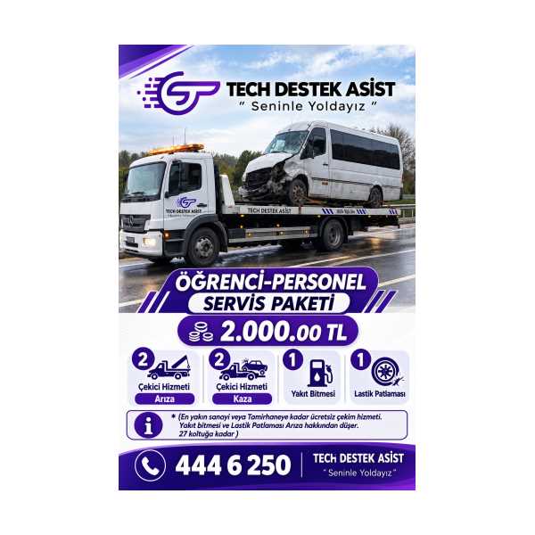 İNDİRİMLİ YOL YARDIM PAKETİ ( SERVİS MİNİBÜS  ) 2.500 TL YERİNE 2.000 TL 