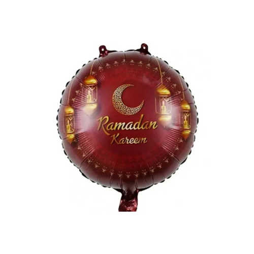 BRŞ 18" FOLYO BALON RAMAZAN BORDO YUVARLAK DESENLİ