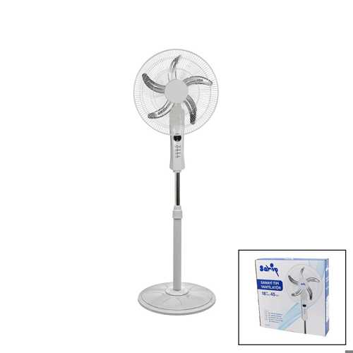 18 İNC 45 CM KUMANDALI  SANAYİ TİPİ AYAKLI VANTİLATÖR 5-METAL PERVANE 3-KADEME HIZ 65W Y:137CM (4172