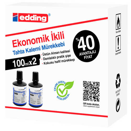 EDDİNG MÜREKKEP 2X100ML DAMLALIKLI DOLUM SİYAH