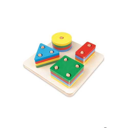 DOĞAL AHŞAP EĞİTİCİ OYUNCAK KARE 4'LÜ SÜTUN GEOMETRİK ŞEKİL