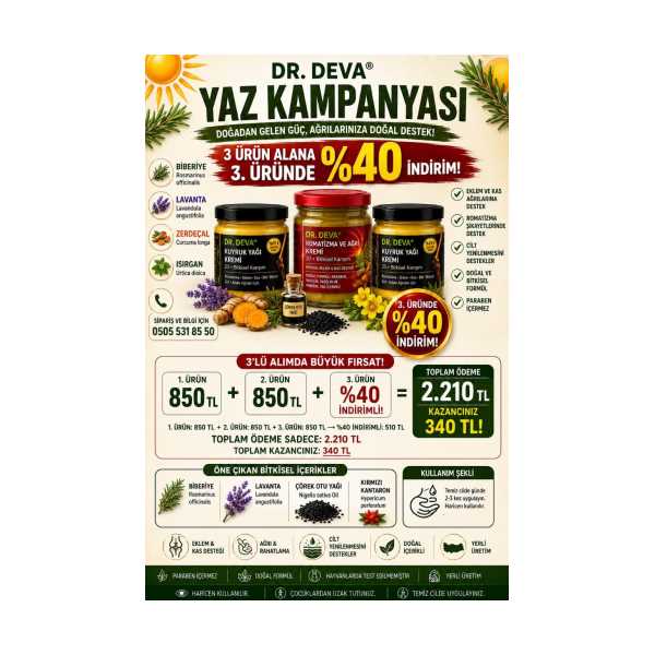 DR.DEVA KUYRUK YAGI VE ROMATİZMA & AĞRI  KREMİ  ( 210 ML. )   3 ALANA  3. KREM %40  İNDİRİM 