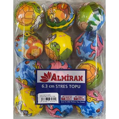ALMİRAN STRES TOPU 6.3CM -12 KARAKTER DESENLİ