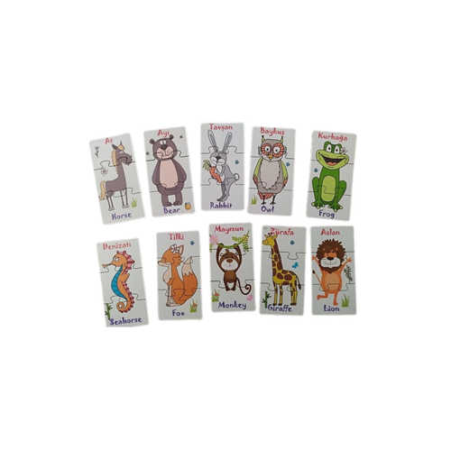 ANKEBUT KUTULU HAYVANLAR 3LÜ AHŞAP RENKLİ PUZZLE