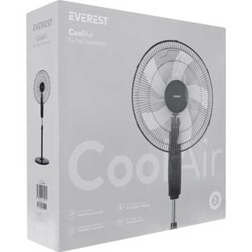EVEREST FAN11 COOLAİR SİYAH-GRİ 45W 5 KANAT 3 KADE