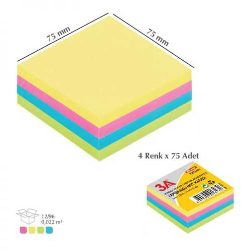 ARK POST-İT PASTEL RENK 4X75:300 75MMX75MM 1442