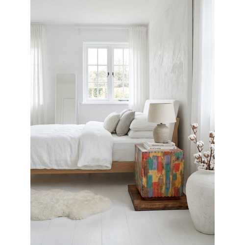 RAİNBOW CUBE TABURE, MASİF AHŞAP YAN SEHPA, COLORFUL PLANT STAND, EL YAPIMI ACCENT TABLE