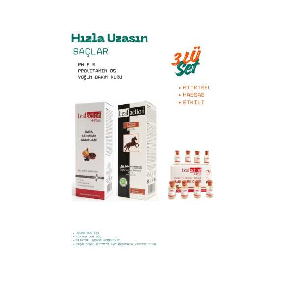 LEAF ACTION SAÇLAR HIZLA UZASIN 3 LÜ BAKIM SETİ 