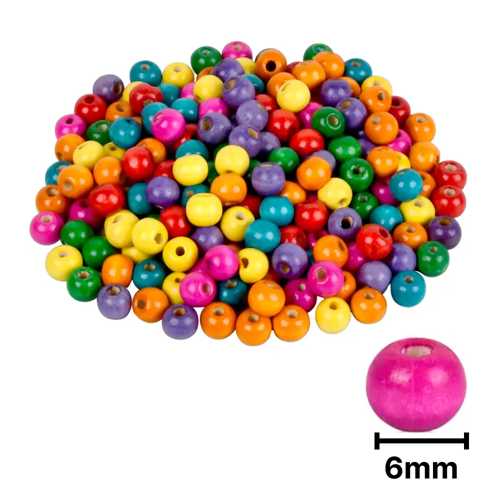 AHŞAP BONCUK RENKLİ 1KG 6MM YUVARLAK
