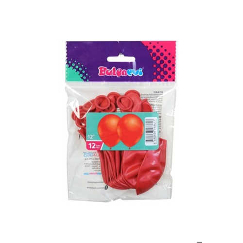 BALONEVİ BALON METALİK KIRMIZI 12" 12Lİ