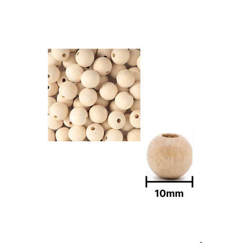 AHŞAP BONCUK SADE KREM 500GR 10MM YUVARLAK