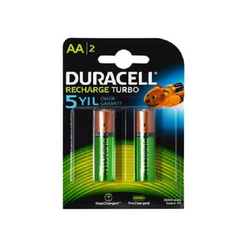 DURACELL ŞARJ EDİLEBİLİR PİL 2Lİ AA 2500 MAH HR6