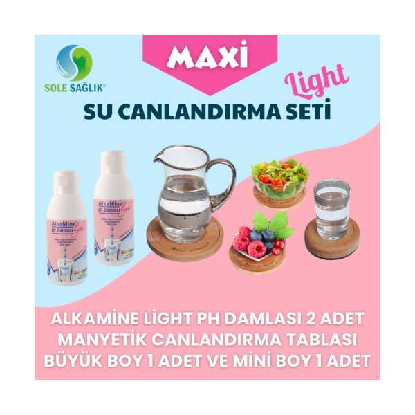 SOLE SAĞLIK MAXİ LİGHT SU CANLANDIRMA SETİ (1 BÜYÜK TABLA, 1 MİNİ TABLA, 2 ALKAMİNE LİGHT PH DAMLA)