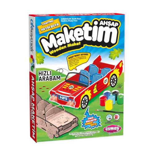 ESMAY AHŞAP MAKET BOYAMA HIZLI ARABAM 3068