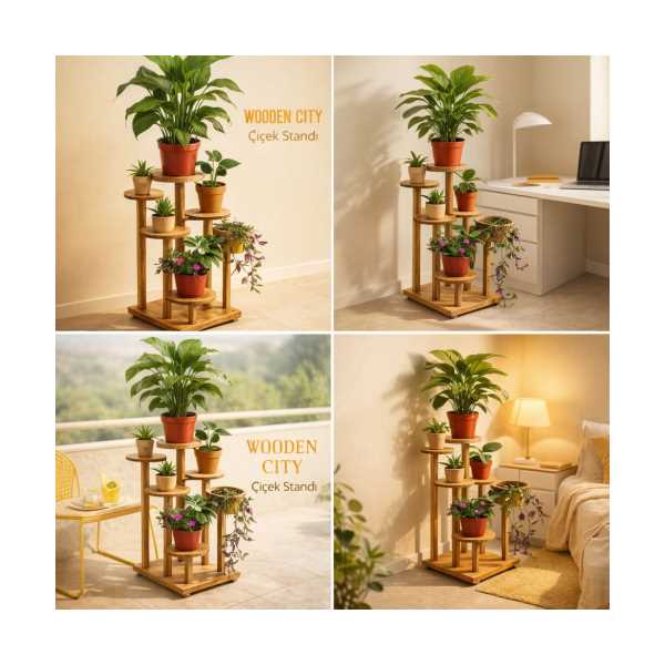 WOODEN CİTY AHŞAP SAKSILIK ÇİÇEKLİK ÇİÇEK STANDI SAKSI STANDI ÇİÇEK RAFI SAKSILIK BİTKİ SEHPASI
