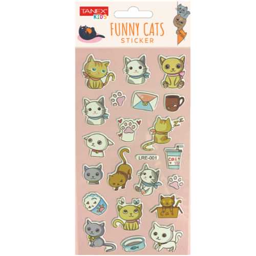 TANEX TNX-5097 FUNNY CATS STİCKER-4 PUFFY STİCKER