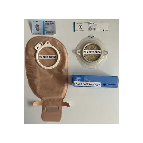 OSTOMİ TORBASI OPAK-60 UYUMLU MM-90 ADET/OSTOMİ ADAPTÖRÜ ŞEFFAF-30 ADET/PASTA 60GR-3ADET