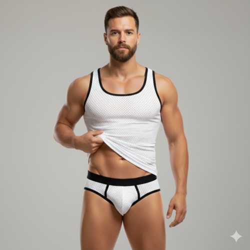 BEYAZ DELİKLİ KUMAŞ TANK TOP SLİP TAKIMI