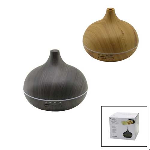 AHŞAP DESENLİ 500ML FİŞ ŞARJLI - KUMANDALI - LED IŞIK HALKASI HAVA NEMLENDİRİCİ BUHAR MAKİNE - KOKU 