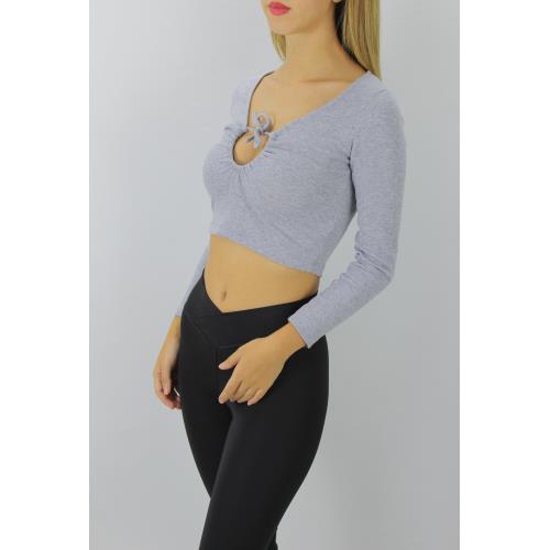 GİTİLLİ DEKOLTELİ BLUZ GRİ - 98797