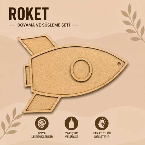 ESMAY MDF BOYAMA OBJESİ 20X15CM ROKET