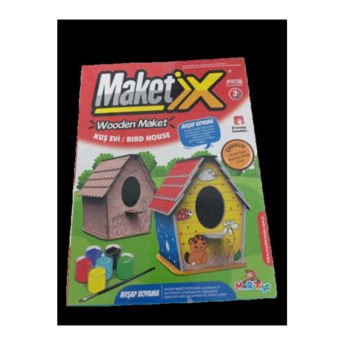 MAKETİX 3D AHŞAP BOYAMA SETİ KUŞ EVİ 9792 + MESAKADEMİ OYUN SETİ HEDİYELİ