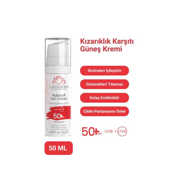 LAVİADERM KIZARIKLIK KARŞITI DOĞAL GÜNEŞ KREMİ 50+ SPF 50 ML