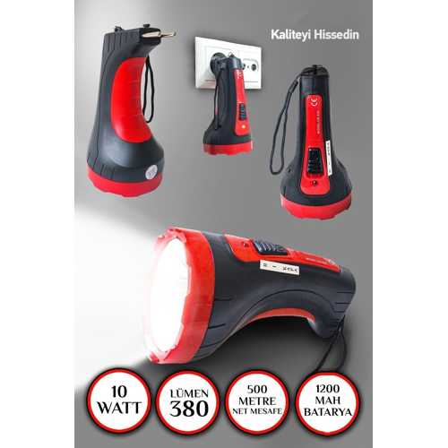 10W CK-034 KAMBUR 4251 MODEL ULTRA GÜÇLÜ 2 KADEMELİ 10W ŞARJLI EL FENERİ