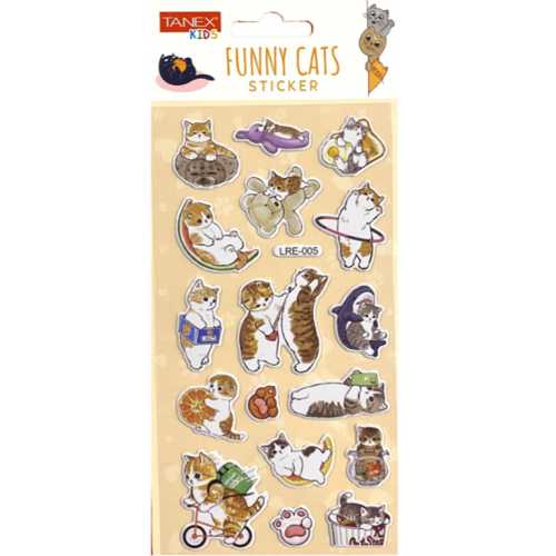 TANEX TNX-5099 FUNNY CATS STİCKER-6 PUFFY STİCKER