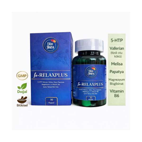 RELAXPLUS KAPSÜL (5HTP, VALLERİAN KÖKÜ, MELİSA, MAYIS PAPATYASI, MAGNEZYUM BİSGLİSİNAT, B6)  
