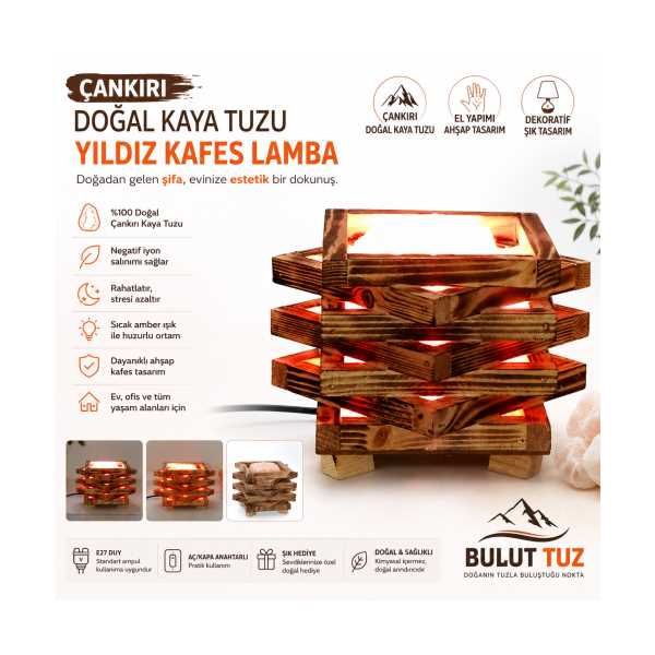 YILDIZ AHŞAP KAFES TUZ LAMBA