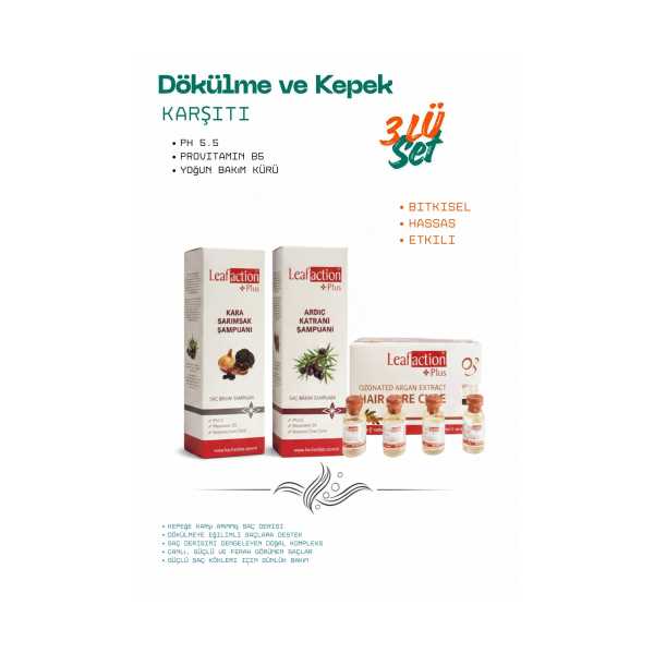 LEAF ACTION DÖKÜLME VE KEPEK KARŞITI 3 LÜ BAKIM SETİ