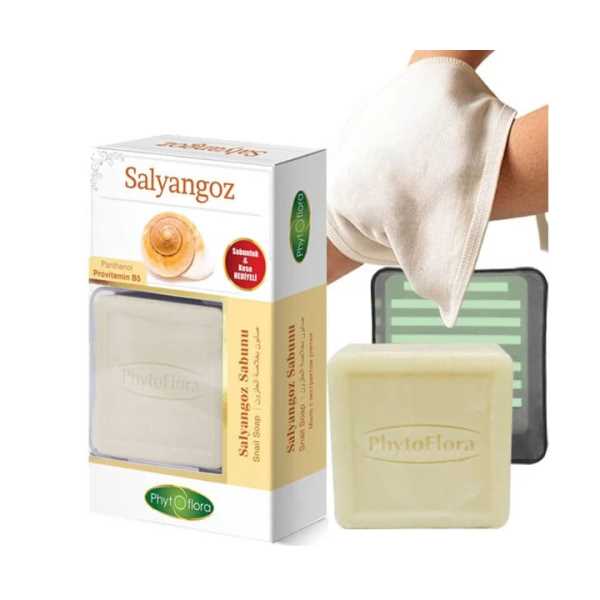  PHYTOFLORA  SALYANGOZ ÖZLÜ SABUN KESE VE SABUNLUK HEDİYELİ SET