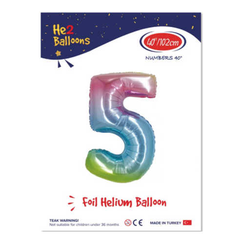 KİKAJOY RAKAM FOLYO BALON 40" RAİNBOW -5- + MESAKADEMİ OYUN SETİ HEDİYELİ