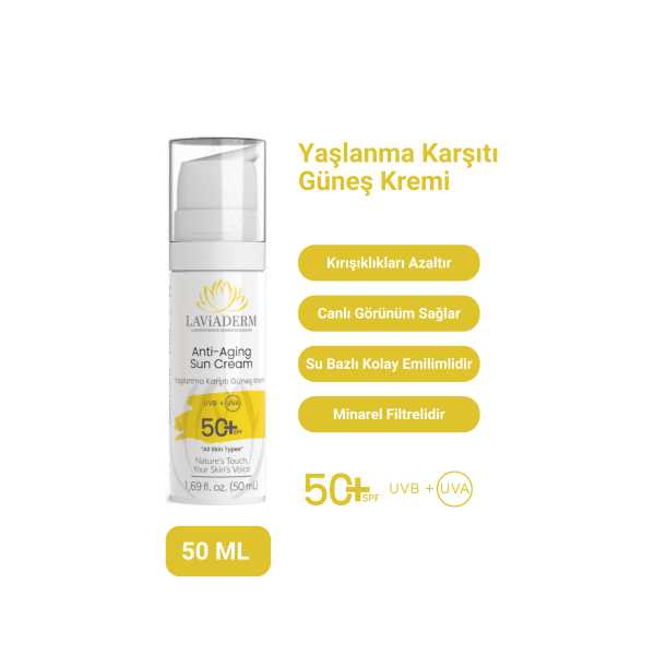 LAVİADERM YAŞLANMA KARŞITI DOĞAL GÜNEŞ KREMİ 50+ SPF 50 ML