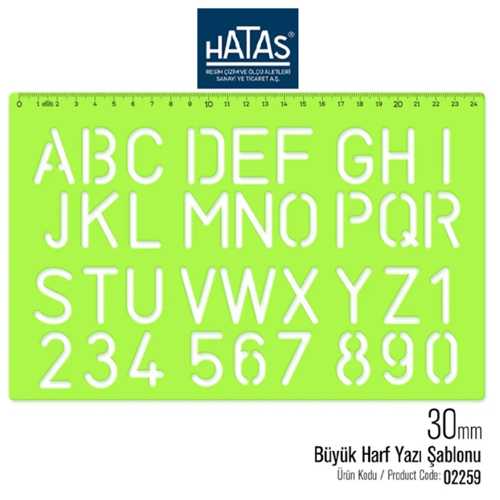 HATAS BÜYÜK HARF YAZI ŞABLONU 30MM 02259